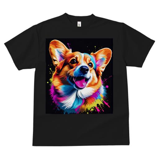 Tシャツ レディース 犬ファン 半袖 春夏 プリント カジュアル かわいい 人間用 フィットネス カラフル コーギー アート ペイント ポップアート 派手