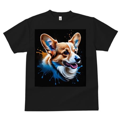 Tシャツ レディース 犬ファン 半袖 春夏 プリント カジュアル かわいい 人間用 フィットネス カラフル コーギー アート スプラッシュ