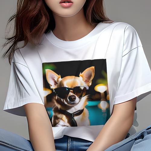 Tシャツ レディース 犬ファン 半袖 春夏 プリント カジュアル かわいい 人間用 フィットネス サングラ..