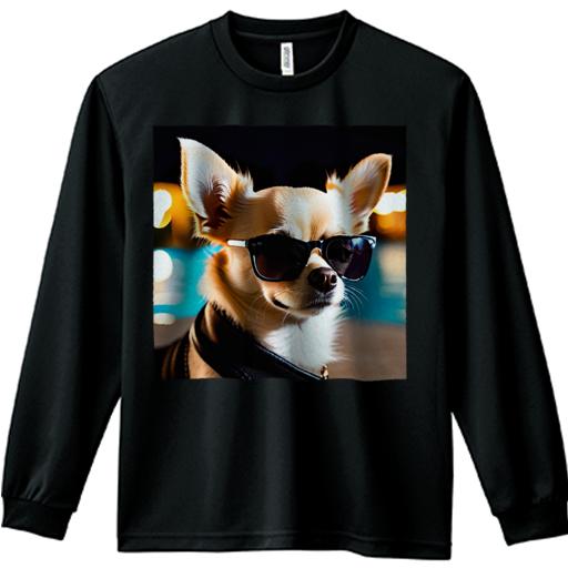 長袖Tシャツ 人間用 メンズ 秋春夏 プリント レジャー アウトドア カジュアル かわいい サングラス チワワ プール 夜