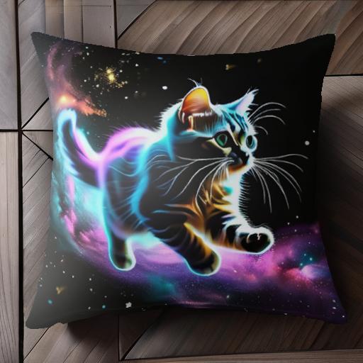 銀河 猫 星 宇宙 輝き クッションカバー 45×45cm アニマル柄 おしゃれ 可愛い クッション本体付き 正方形