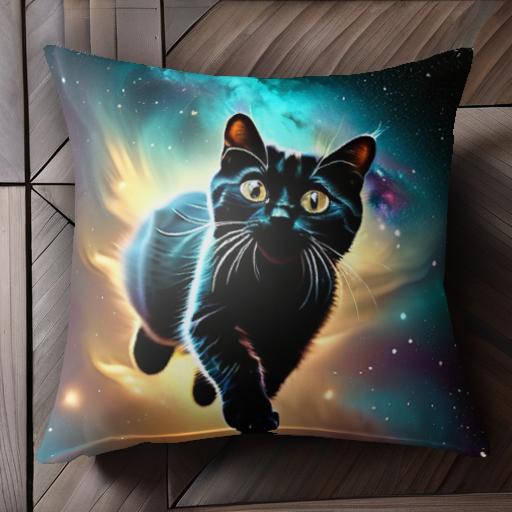 宇宙 黒猫 光 スター ファンタジー クッションカバー 45×45cm アニマル柄 おしゃれ 可愛い クッション本体付き 正方形 宇宙 黒猫 光 スター ファンタジー クッションカバー 45×45cm アニマル柄 おしゃれ 可愛い クッション本体付き 正方形