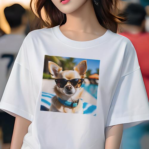 Tシャツ レディース 犬ファン 半袖 春夏 プリント カジュアル かわいい 人間用 フィットネス サングラ..