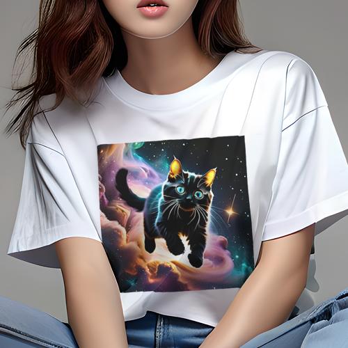 Tシャツ レディース 犬ファン 半袖 春夏 プリント カジュアル かわいい 人間用 フィットネス 宇宙 猫 ..