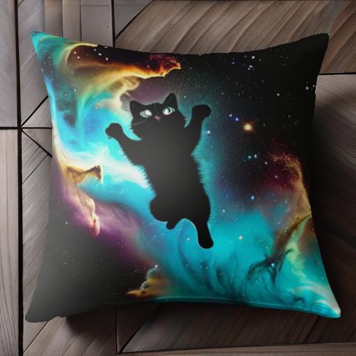 宇宙 その他 猫 星 カラフル ネビュラ クッションカバー 45×45cm アニマル柄 おしゃれ 可愛い クッション本体付き 正方形