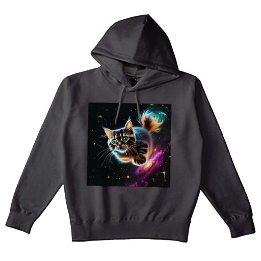 パーカー メンズ 秋春夏 プリント フード付き ポケット無し カジュアル かわいい 人間用 猫 宇宙 惑星 星
