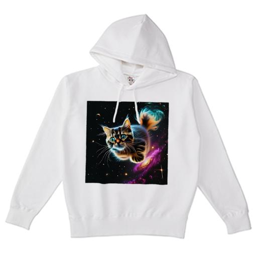 パーカー メンズ 秋春夏 プリント フード付き ポケット無し カジュアル かわいい 人間用 猫 宇宙 惑星 星