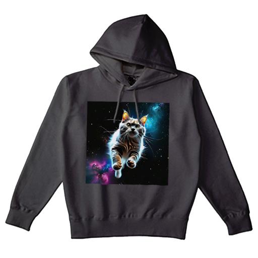 パーカー メンズ 秋春夏 プリント フード付き ポケット無し カジュアル かわいい 人間用 猫 宇宙 星雲 カラフル