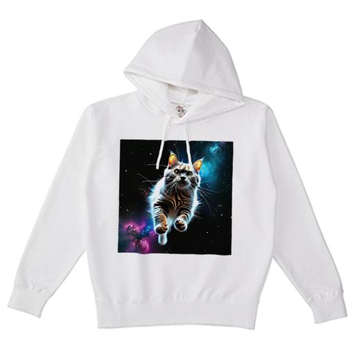 パーカー メンズ 秋春夏 プリント フード付き ポケット無し カジュアル かわいい 人間用 猫 宇宙 星雲 カラフル
