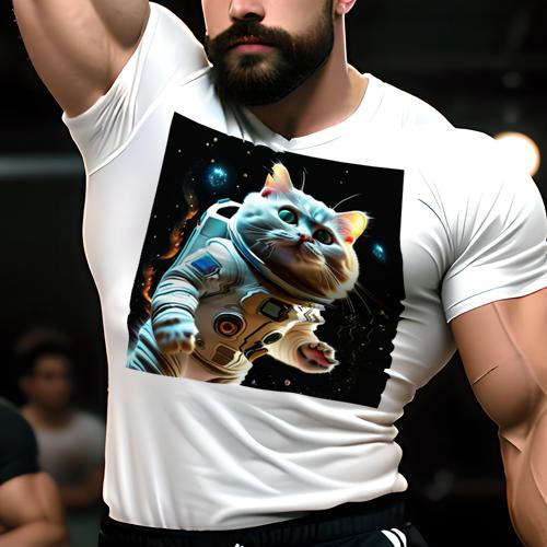 Tシャツ メンズ キッズ 犬ファン 半袖 春夏 プリント カジュアル かわいい 人間用 フィットネス 宇宙服 猫 星 宇宙 銀河