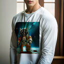 長袖Tシャツ 人間用 メンズ 秋春夏 プリント レジャー アウトドア カジュアル かわいい 宇宙 猫 宇宙服 銀河 星