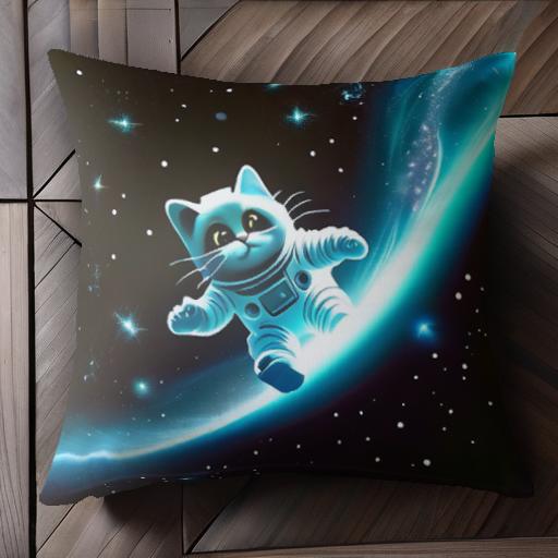 猫 その他 宇宙 宇宙服 星 クッションカバー 45×45cm アニマル柄 おしゃれ 可愛い クッション本体付き 正方形