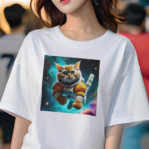 楽天フロントップ楽天市場店Tシャツ レディース 犬ファン 半袖 春夏 プリント カジュアル かわいい 人間用 フィットネス 宇宙 その他 猫 宇宙服 星 惑星