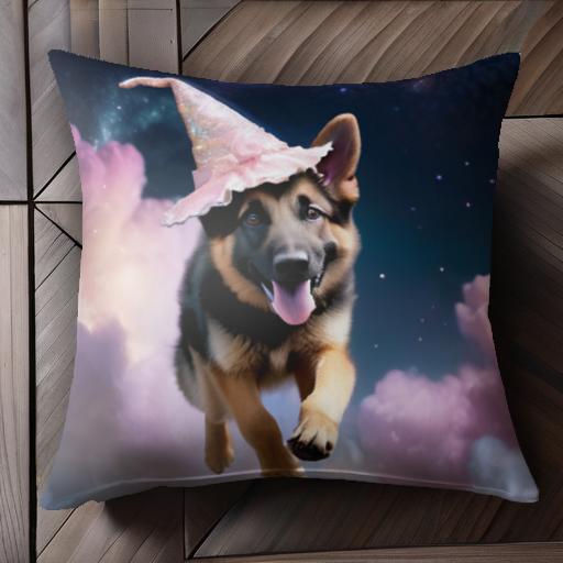 魔法の帽子 ジャーマンシェパード 雲 夜空 星 クッションカバー 45×45cm アニマル柄 おしゃれ 可愛い ..