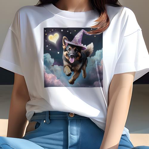 Tシャツ レディース 犬ファン 半袖 春夏 プリント カジュアル かわいい 人間用 フィットネス 魔法の帽..