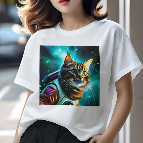 Tシャツ レディース 犬ファン 半袖 春夏 プリント カジュアル かわいい 人間用 フィットネス 宇宙猫 宇宙 銀河 コスモス スペーススーツ Tシャツ レディース 犬ファン 半袖 春夏 プリント カジュアル かわいい 人間用 フィットネス 宇宙猫 宇宙 銀河 コスモス スペーススーツ