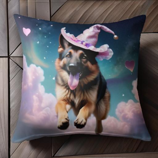 星 ジャーマンシェパードドッグ 雲 ハート 帽子 クッションカバー 45×45cm アニマル柄 おしゃれ 可愛い..