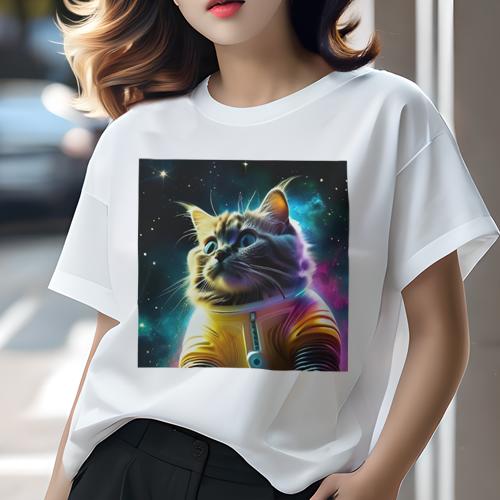 Tシャツ レディース 犬ファン 半袖 春夏 プリント カジュアル かわいい 人間用 フィットネス 宇宙 その他 キャット スペース 銀河 星 Tシャツ レディース 犬ファン 半袖 春夏 プリント カジュアル かわいい 人間用 フィットネス 宇宙 その他 キャット スペース 銀河 星