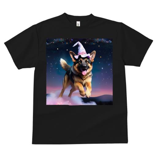 Tシャツ レディース 犬ファン 半袖 春夏 プリント カジュアル かわいい 人間用 フィットネス 魔法の帽子 ジャーマンシェパードドッグ 空