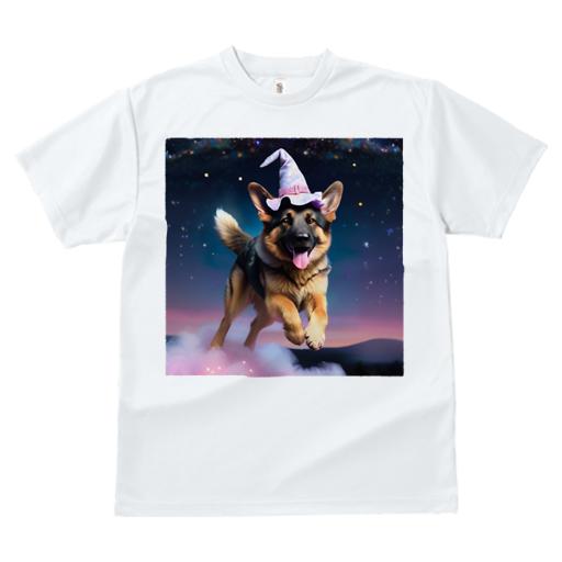 Tシャツ レディース 犬ファン 半袖 春夏 プリント カジュアル かわいい 人間用 フィットネス 魔法の帽子 ジャーマンシェパードドッグ 空
