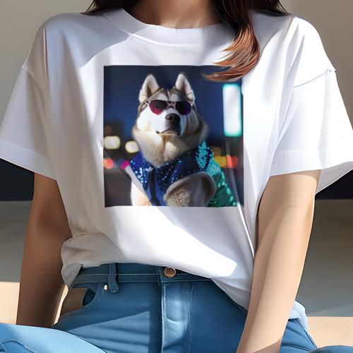 Tシャツ レディース 犬ファン 半袖 春夏 プリント カジュアル かわいい 人間用 フィットネス サングラ..