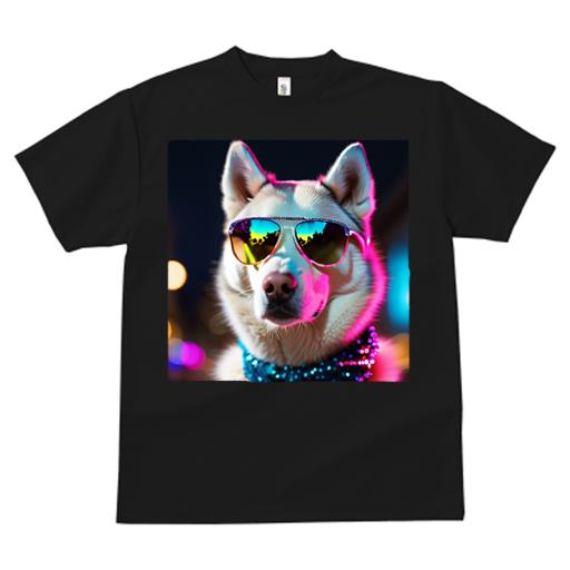 Tシャツ レディース 犬ファン 半袖 春夏 プリント カジュアル かわいい 人間用 フィットネス サングラス シベリアンハスキー 夜景 カラフル おしゃれ