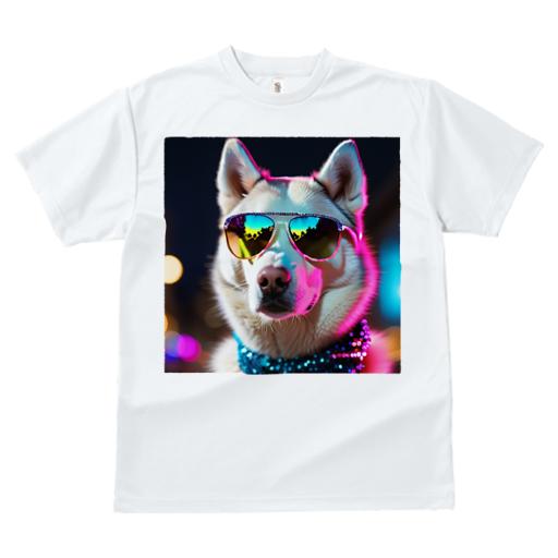 Tシャツ レディース 犬ファン 半袖 春夏 プリント カジュアル かわいい 人間用 フィットネス サングラス シベリアンハスキー 夜景 カラフル おしゃれ