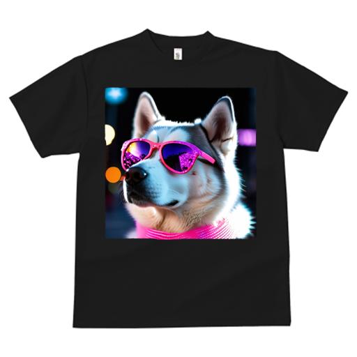 Tシャツ レディース 犬ファン 半袖 春夏 プリント カジュアル かわいい 人間用 フィットネス サングラス シベリアンハスキー ネオン