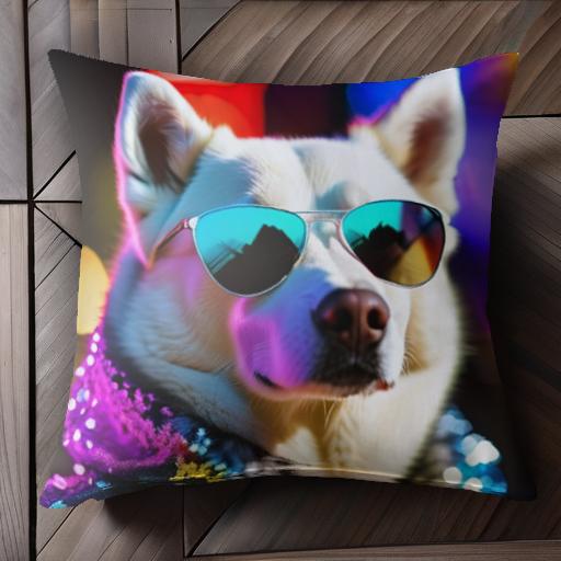 サングラス シベリアンハスキー スパンコール カラフル 夜景 ファッション クッションカバー 45×45cm ..
