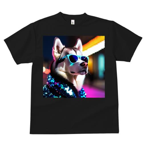 Tシャツ レディース 犬ファン 半袖 春夏 プリント カジュアル かわいい 人間用 フィットネス サングラス ハスキー ネオンライト ファッション