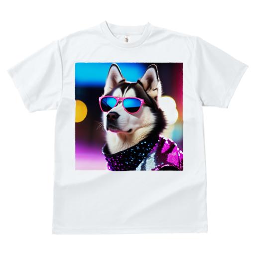 Tシャツ レディース 犬ファン 半袖 春夏 プリント カジュアル かわいい 人間用 フィットネス サングラス シベリアンハスキー 派手な衣装 光