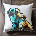 宇宙服 ゴールデンレトリバー カラフル ジャケット 犬 クッションカバー 45×45cm アニマル柄 おしゃれ 可愛い クッション本体付き 正方形