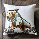 宇宙服 ゴールデンレトリバー セレンディピティ 犬 クッションカバー 45×45cm アニマル柄 おしゃれ 可愛い クッション本体付き 正方形