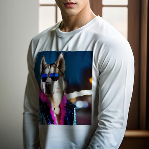 長袖Tシャツ 人間用 メンズ 秋春夏 プリント レジャー アウトドア カジュアル かわいい サングラス シベリアンハスキー 派手なジャケット 夜の街