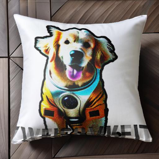 ロケットのおもちゃ ゴールデンレトリバー クッションカバー 45×45cm アニマル柄 おしゃれ 可愛い クッション本体付き 正方形