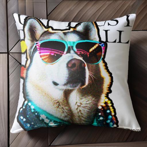 サングラス シベリアンハスキー 服 テキスト クッションカバー 45×45cm アニマル柄 おしゃれ 可愛い ク..