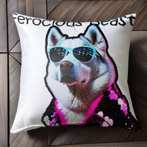 サングラス シベリアンハスキー ハワイアンシャツ クッションカバー 45×45cm アニマル柄 おしゃれ 可愛い クッション本体付き 正方形