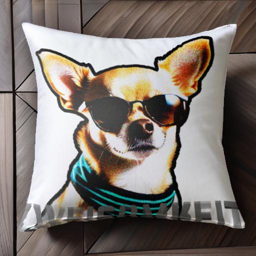 サングラス チワワ バンダナ クッションカバー 45×45cm アニマル柄 おしゃれ 可愛い クッション本体付..