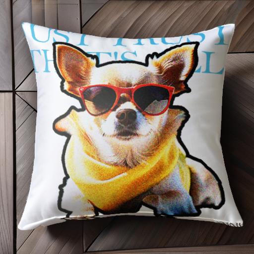 サングラス チワワ 黄色いスカーフ クッションカバー 45×45cm アニマル柄 おしゃれ 可愛い クッション..