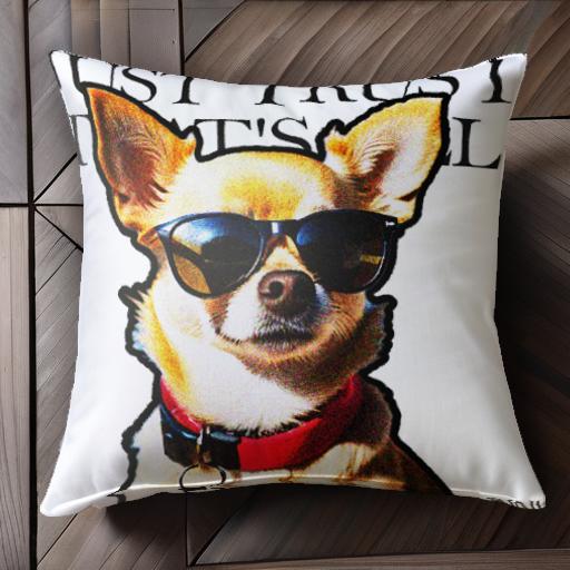 サングラス チワワ 首輪 クッションカバー 45×45cm アニマル柄 おしゃれ 可愛い クッション本体付き 正..