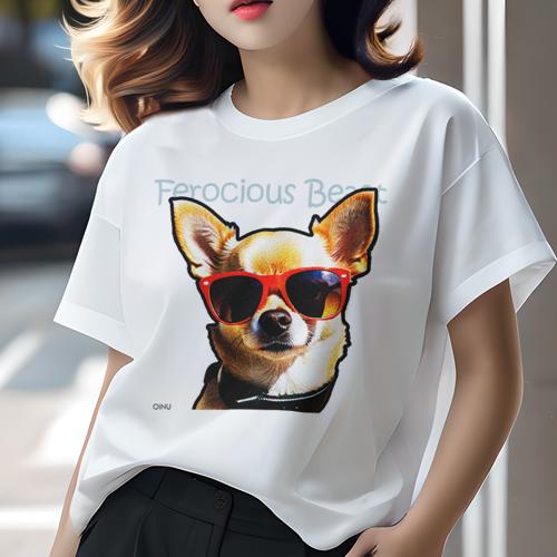 Tシャツ レディース 犬ファン 半袖 春夏 プリント カジュアル かわいい 人間用 フィットネス サングラス チワワ 赤 犬 Tシャツ レディース 犬ファン 半袖 春夏 プリント カジュアル かわいい 人間用 フィットネス サングラス チワワ 赤 犬