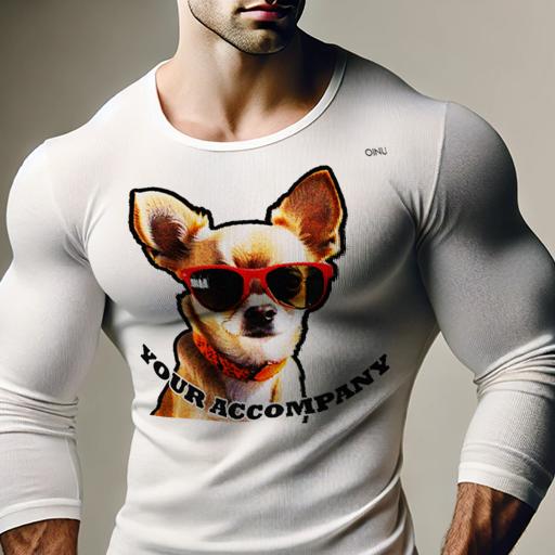 長袖Tシャツ 人間用 メンズ 秋春夏 プリント レジャー アウトドア カジュアル かわいい サングラス チワワ 首輪