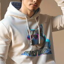 パーカー メンズ 秋春夏 プリント フード付き ポケット無し カジュアル かわいい 人間用 サングラス シベリアンハスキー(4)