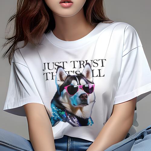 Tシャツ レディース 犬ファン 半袖 春夏 プリント カジュアル かわいい 人間用 フィットネス サングラ..