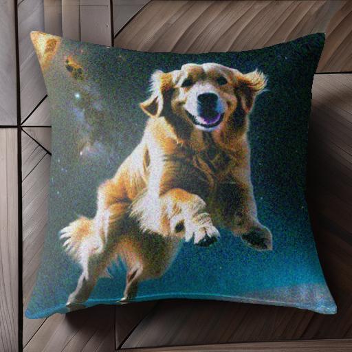 宇宙 ゴールデンレトリーバー 星 ジャンプ クッションカバー 45×45cm アニマル柄 おしゃれ 可愛い クッション本体付き 正方形
