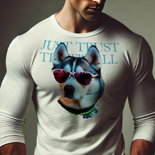 長袖Tシャツ 人間用 メンズ 秋春夏 プリント レジャー アウトドア カジュアル かわいい サングラス ハスキー ネオン カラフル