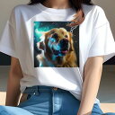 Tシャツ レディース 犬ファン 半袖 春夏 プリント カジュアル かわいい 人間用 フィットネス 宇宙 ゴールデンレトリバー ギャラクシー 質問マーク(4)