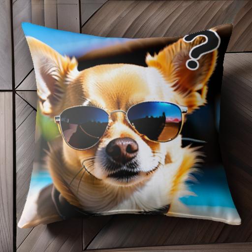 サングラス チワワ プール 質問マーク クッションカバー 45×45cm アニマル柄 おしゃれ 可愛い クッショ..