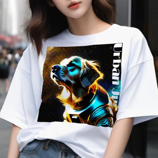 楽天フロントップ楽天市場店Tシャツ メンズ キッズ 犬ファン 半袖 春夏 プリント カジュアル かわいい 人間用 フィットネス 宇宙服 ゴールデンレトリバー デジタルアート サイバーパンク 色鮮やか 星