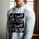 長袖Tシャツ 人間用 メンズ 秋春夏 プリント レジャー アウトドア カジュアル かわいい サングラス チワワ ヘッドホン 希望